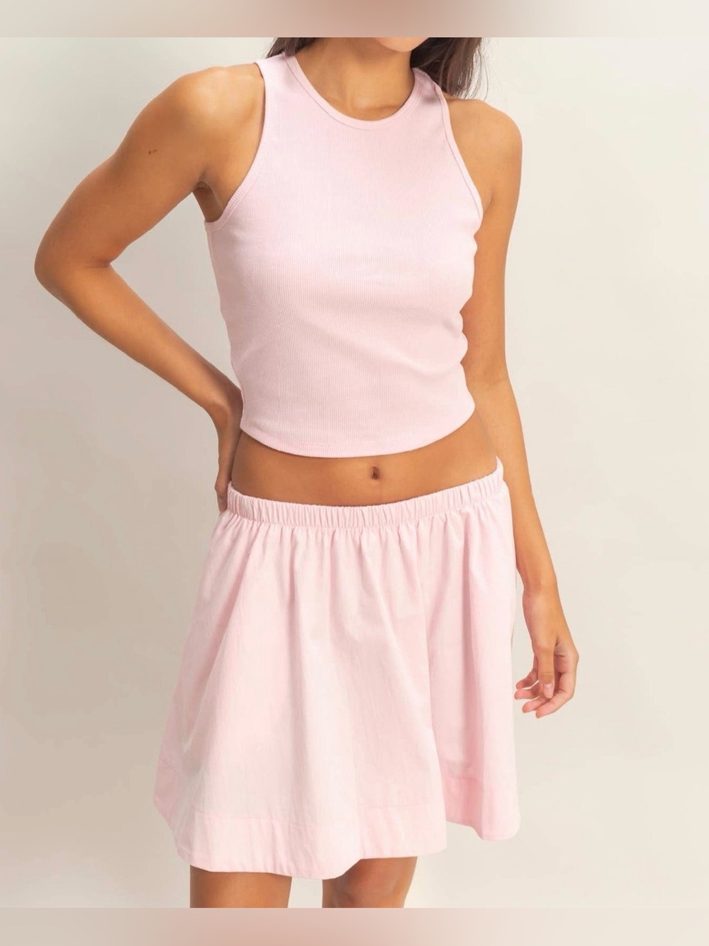 Light Pink Women’s Skirt & Ribbed Tank Set - NWTS